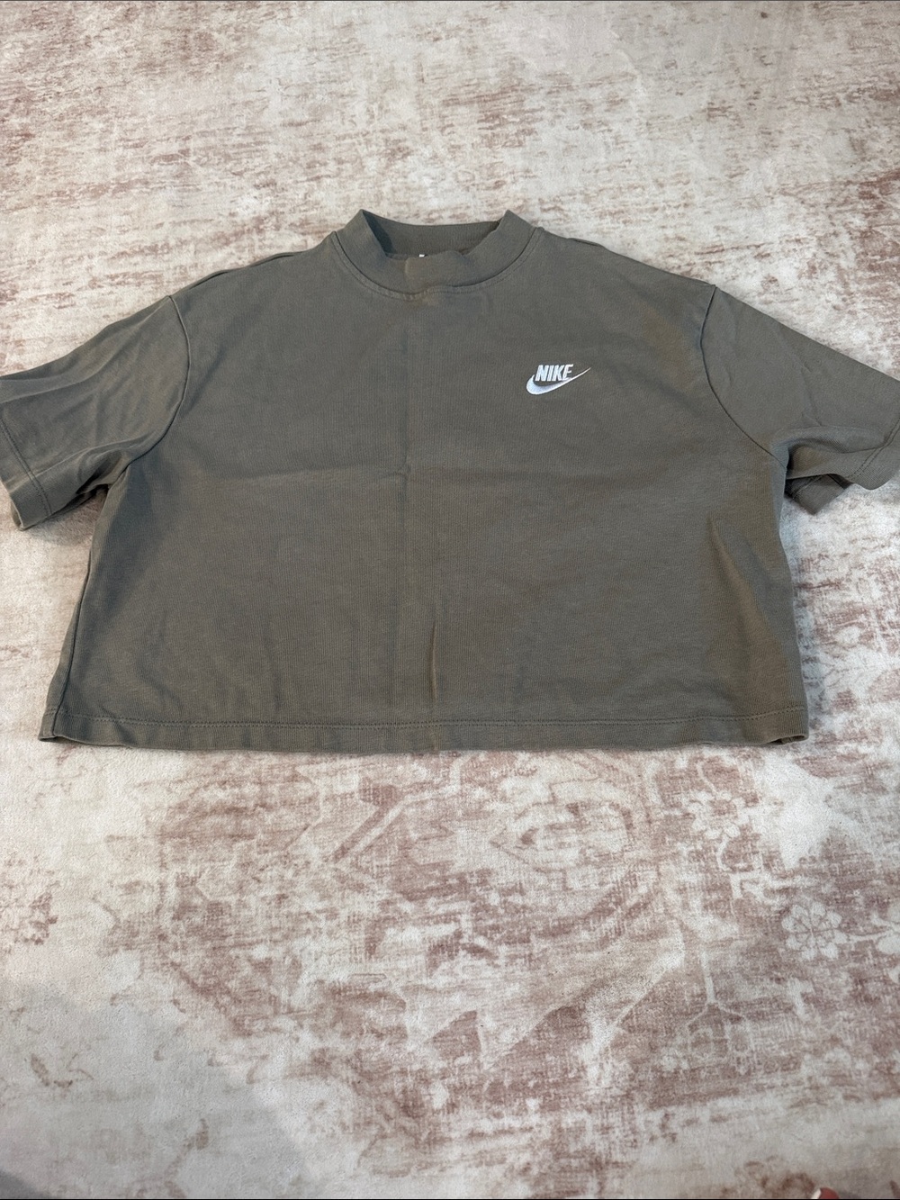 Women’s Nike Cropped Logo Tee in Olive Green